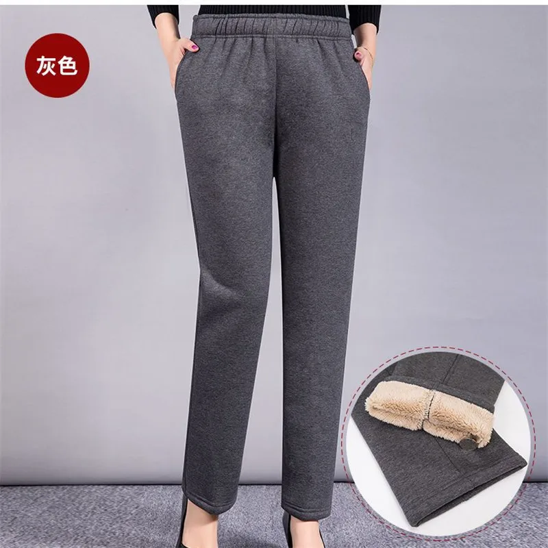 

Autumn lady office plus velvet warm casual pants women pants winter cashmere trousers female older lamb straight pants JJ-082