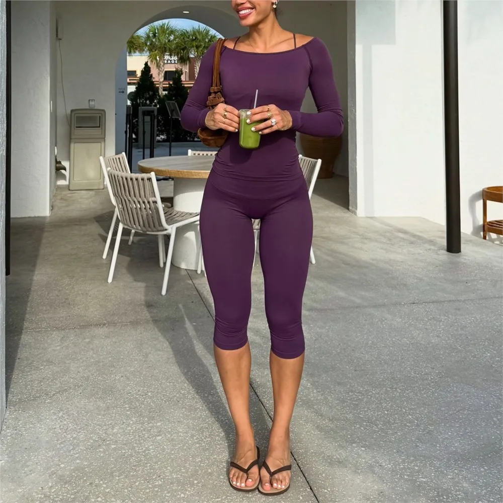 MsChuh Two Piece Outfits New In Matching Sets 2 Pieces Set For Woman Sports Yoga Wear Fitness Simple Style All-match Casual Slim