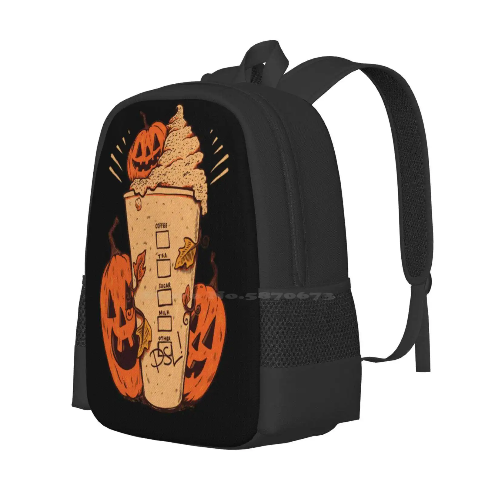 Mochila de zumo de calabaza, bolsa de moda, comida, bebida, espacio, miedo, cuchillo escalofriante, flor, divertido, Horror, gótico, Calavera, Vintage, gran oferta