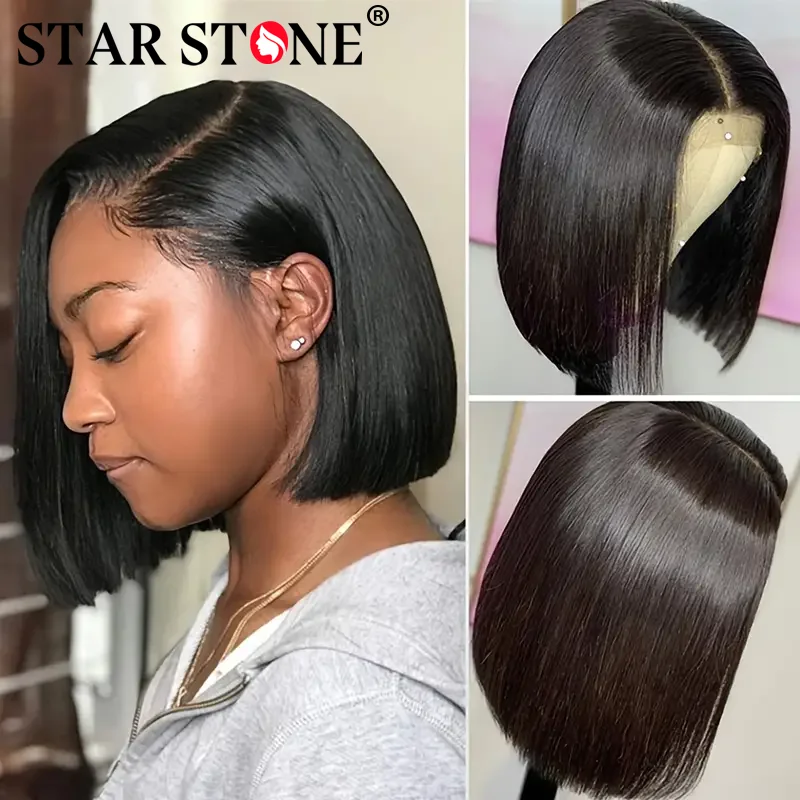 

13X4 Bob Wig Bone Straight Bob Wig Lace Front 100% Human Hair Wigs For Women Transparent Lace Frontal Wigs Human Hair 180Density