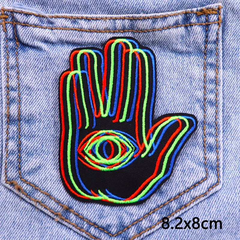 Punk Style Pach Iron On Patches On Clothes Skull/Skeleton Embroidered Patches For Clothing Stickers DIY Topible/Sewing Patch