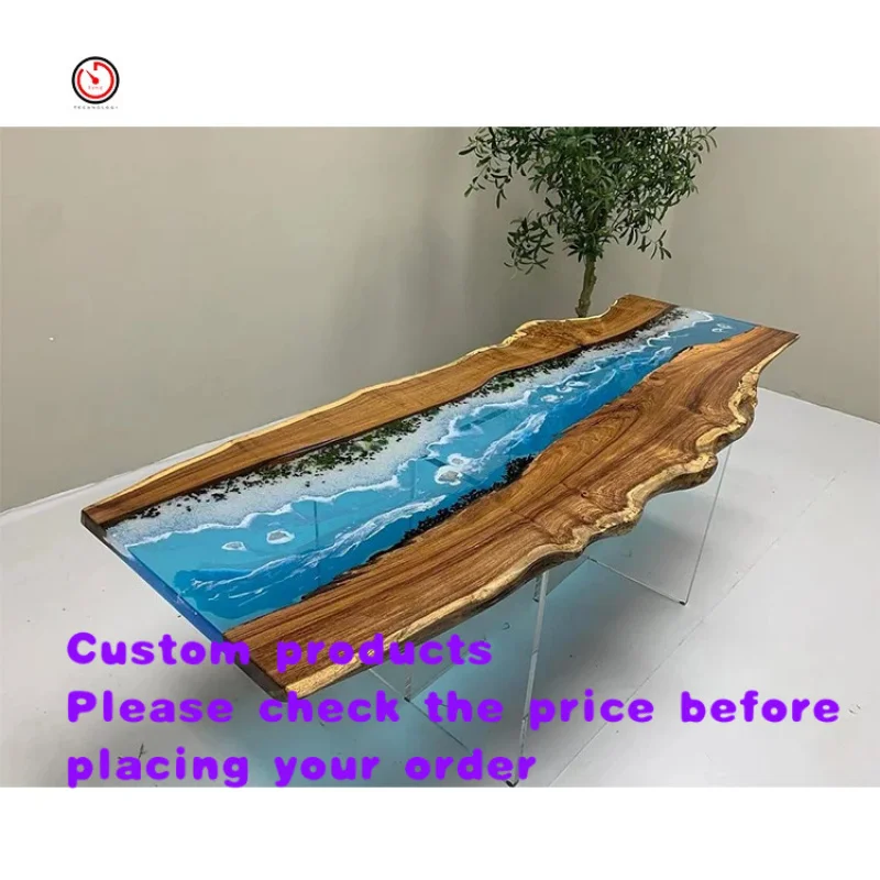 custom.TT OEM&ODM Custom High Quality Luxury Modern Wooden Epoxy Resin 6 Seater Dining Table Set