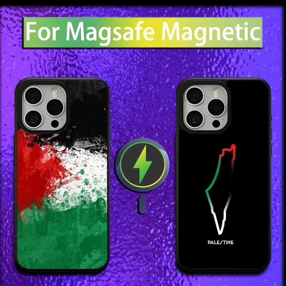 

P-Palestine-es-F-Flag MAP Phone Case For iPhone 16,15,14,13,12,11,Plus,Pro,Max,Mini Magsafe Magnetic Wireless Charging