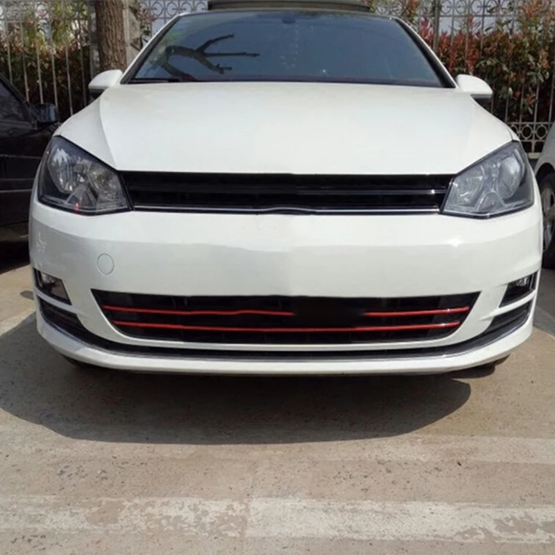 5 PC Universal แถบสะท้อนแสงรถสติกเกอร์ Auto ด้านหน้า Grille Mouldings สีแดงกันน้ําอุปกรณ์ตกแต่งรถยนต์ชิ้นส่วนภายนอก