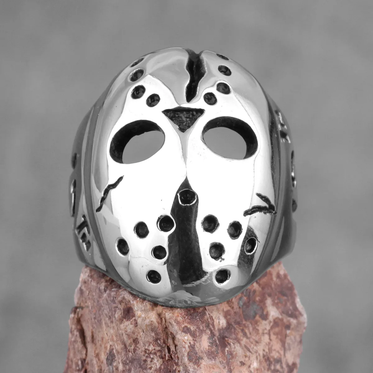 Jason Mask Killer 13th Men Rings Punk Hip Hop Domineering for Boyfriend Male Stainless Steel Jewelry Creativity Gift Wholesale