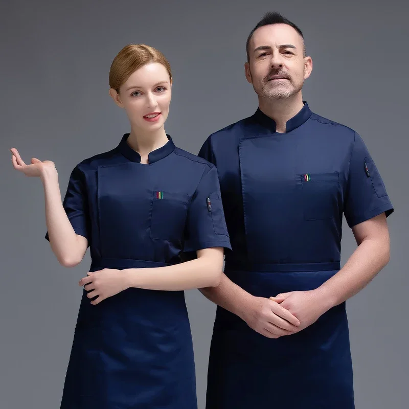 ユニセックスシェフシャツベーカリーオーバーオールコックオーバーオールレストラン作業服シェフ制服男調理服トップスシェフ衣装