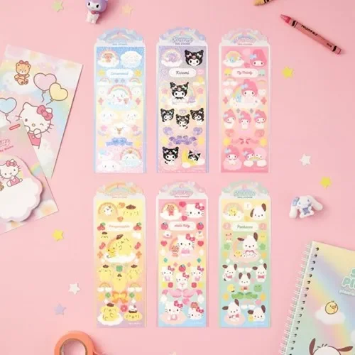 

Sanrio Cinnamoroll Melody Party Laser Goo Plate Sticker Anime Cartoon Kuromi Hand Account Shiny Sticker Children Reward Gift