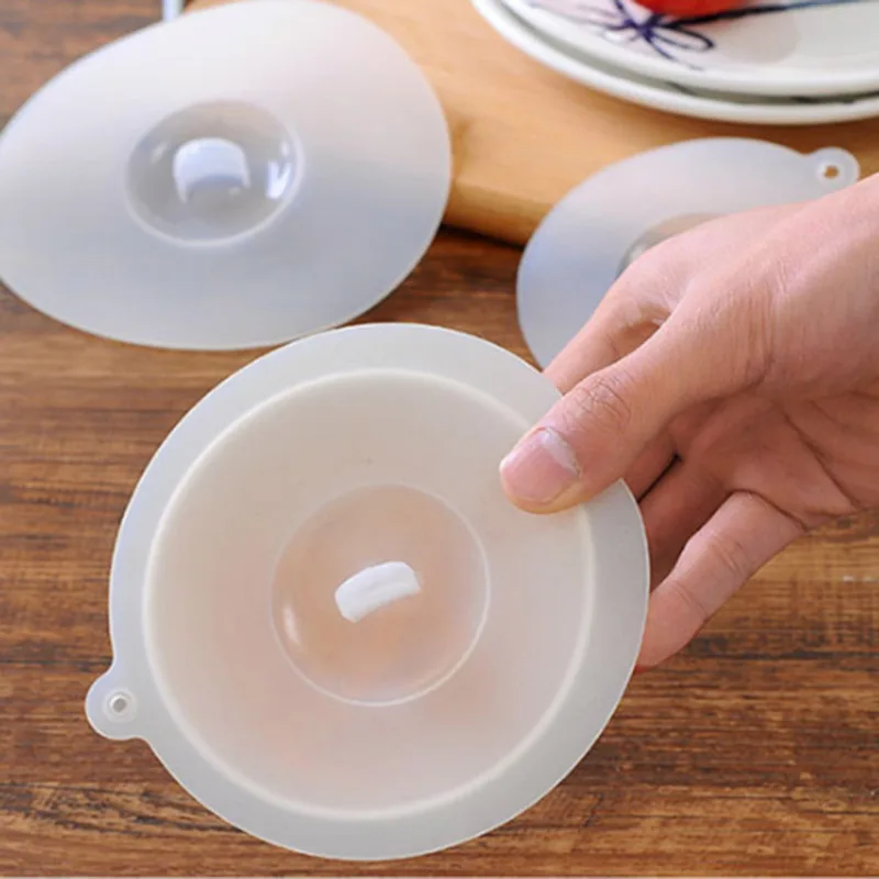 Cup Lids Universal White Silicone Leakproof Fresh Keeping Lids Heat-resistant Anti Dust Lid Kitchen Gadgets