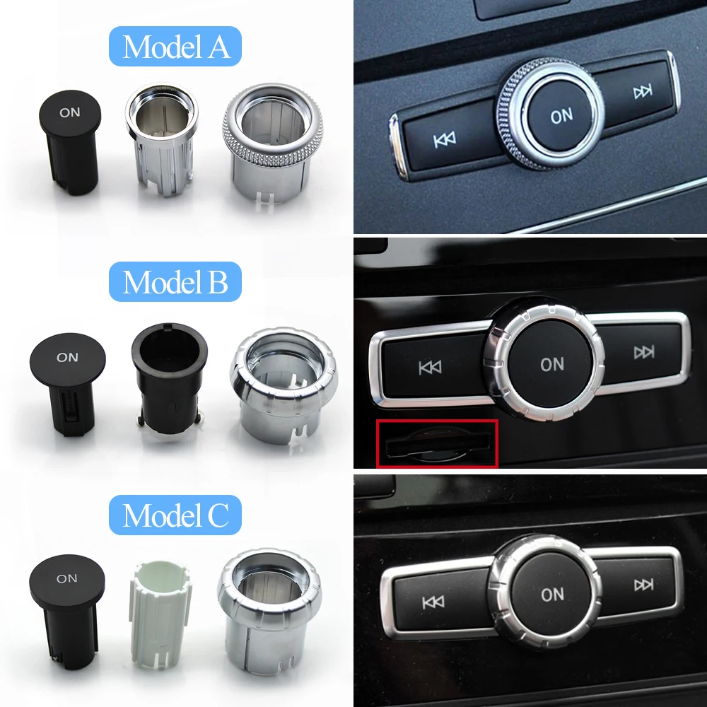 3PCS Car Center Console Radio CD Player Buttons Switch Cap Knob Cover For Mercedes Benz C E GLK W204 X204 W212 W207 W218 W166