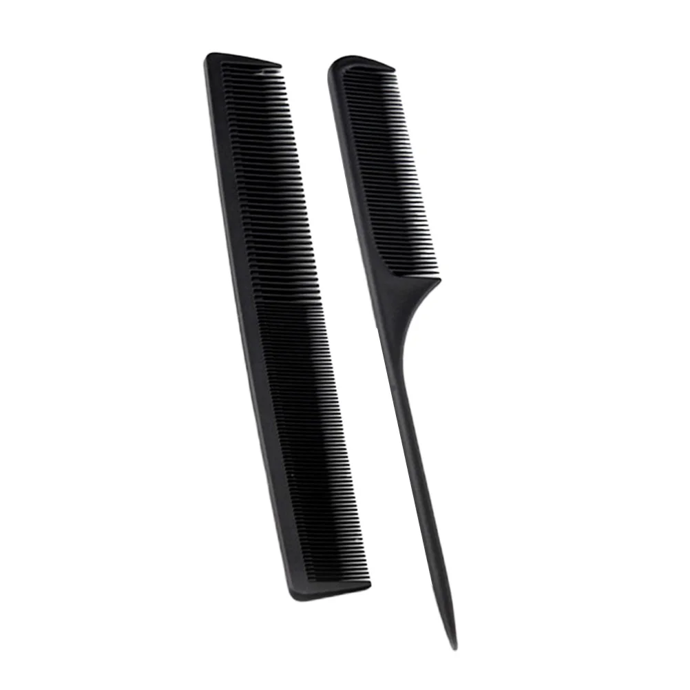 2 Stück Friseursalon-Kamm, Premium-Kunststoff, glatte Zähne, bequemer Griff, täglicher Friseur, schwarzer Haarkamm