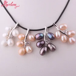 6x8mm Black White Pink  Freshwater Pearl Necklace Charm Exquisite Pendant 28mm Jewelry for Women Wedding Party Anniversary