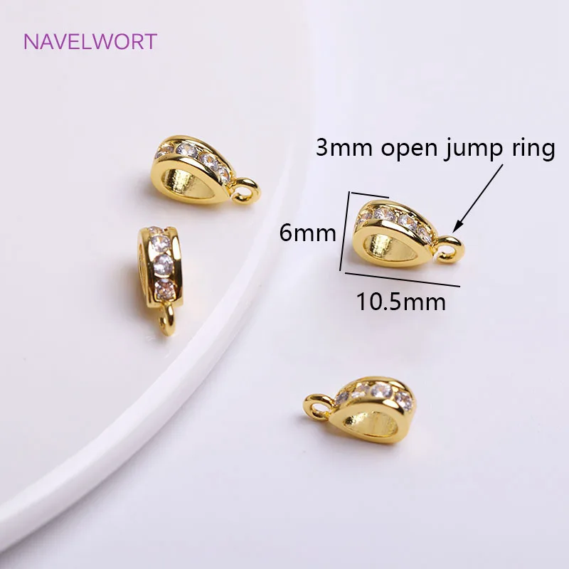 Colgante en forma de gota chapado en oro de 18K, conector de fianzas, espaciador de circón con incrustaciones de latón, percha de cuentas para