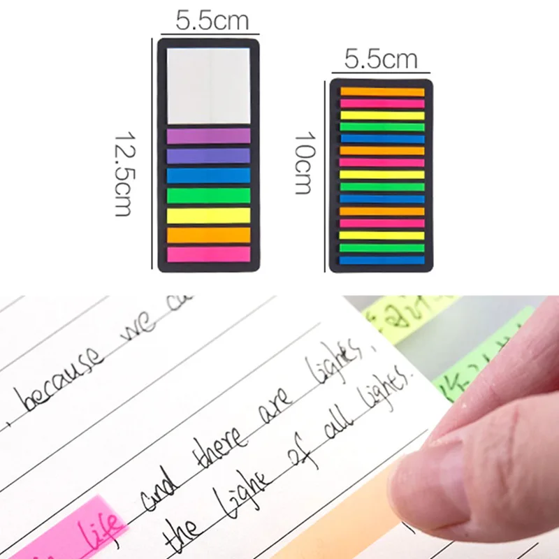 100/300PCS Color Stickers Transparent Fluorescent Index Flags Stickers Label Plan Stickers Kids Gifts School Office Supplies