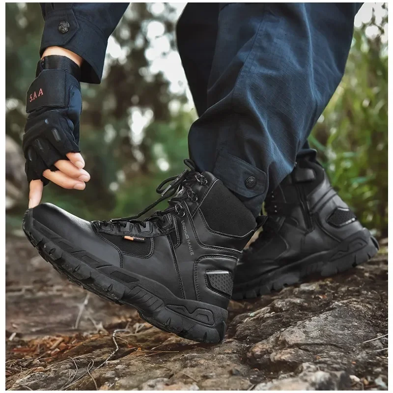 Outdoor Boots Men Combat Ankle Boots Waterproof Outdoor Hiking Shoes Desert Tactical Mens Boots Wear-resisting Training Boots