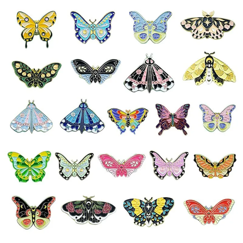 Padrão borboleta inseto broche criativo versátil óleo gotejamento crachá mochila acessórios de roupas colar personalizado agulha