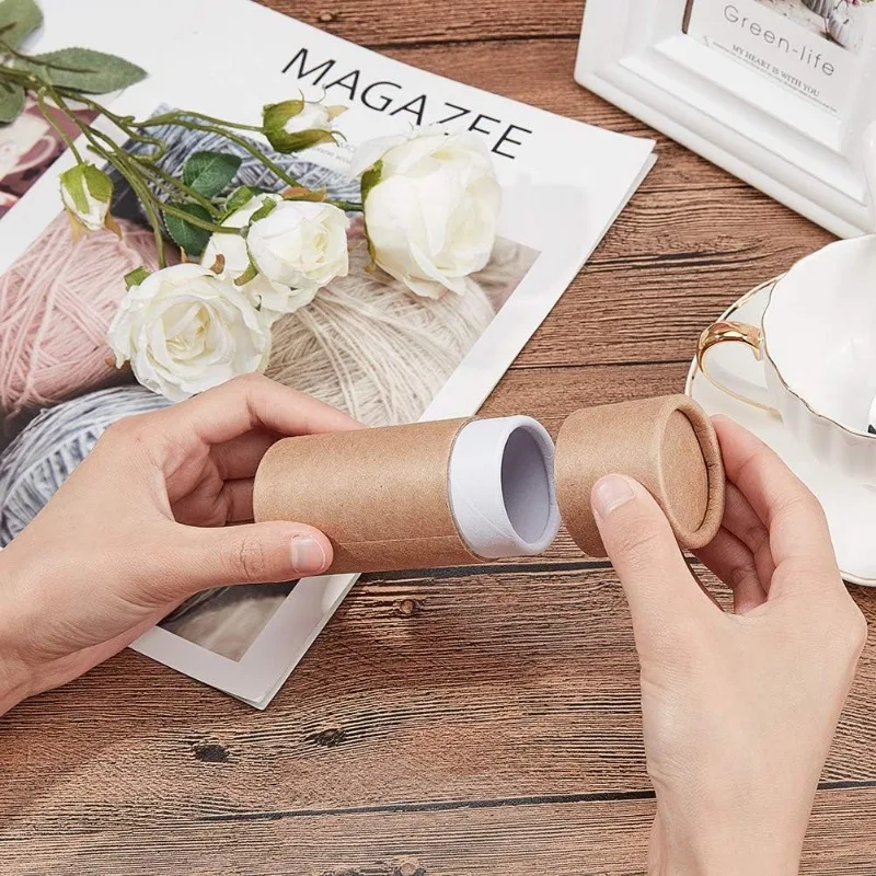 12PCS 30ml BurlyWood Kraft Paperboard Tubes Lipstick Tube Round Paper Containers Cardboard Boxes for Pencils Tea Caddy Coffee