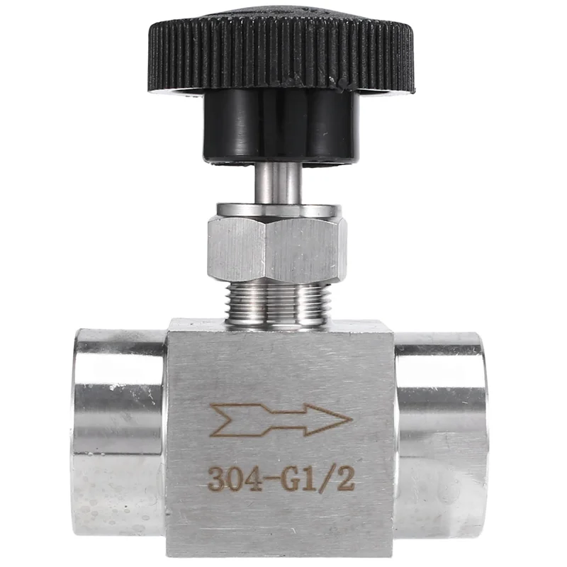 

CACI 1/2 Inch Equal Female Thread 304 Stainless Steel Flow Control Shut Off Needle Valve