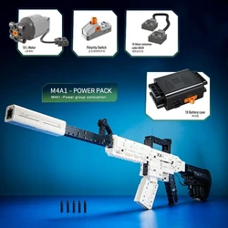 M4A1 1988pcs Electric Repeating Shooting Machines Pistol Building Block Toy Gun Ww2 Weapons Construction Gun Boyfriend Christmas