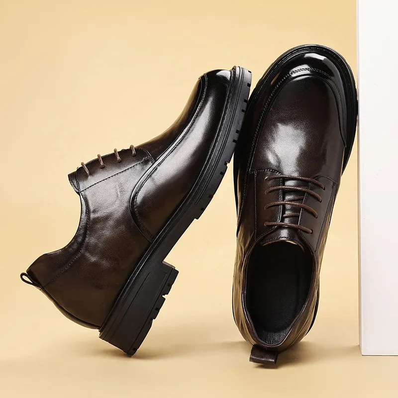 

New Breathable Men's Business Dress Office Leather Shoes Lace-up Casual Man Shoes