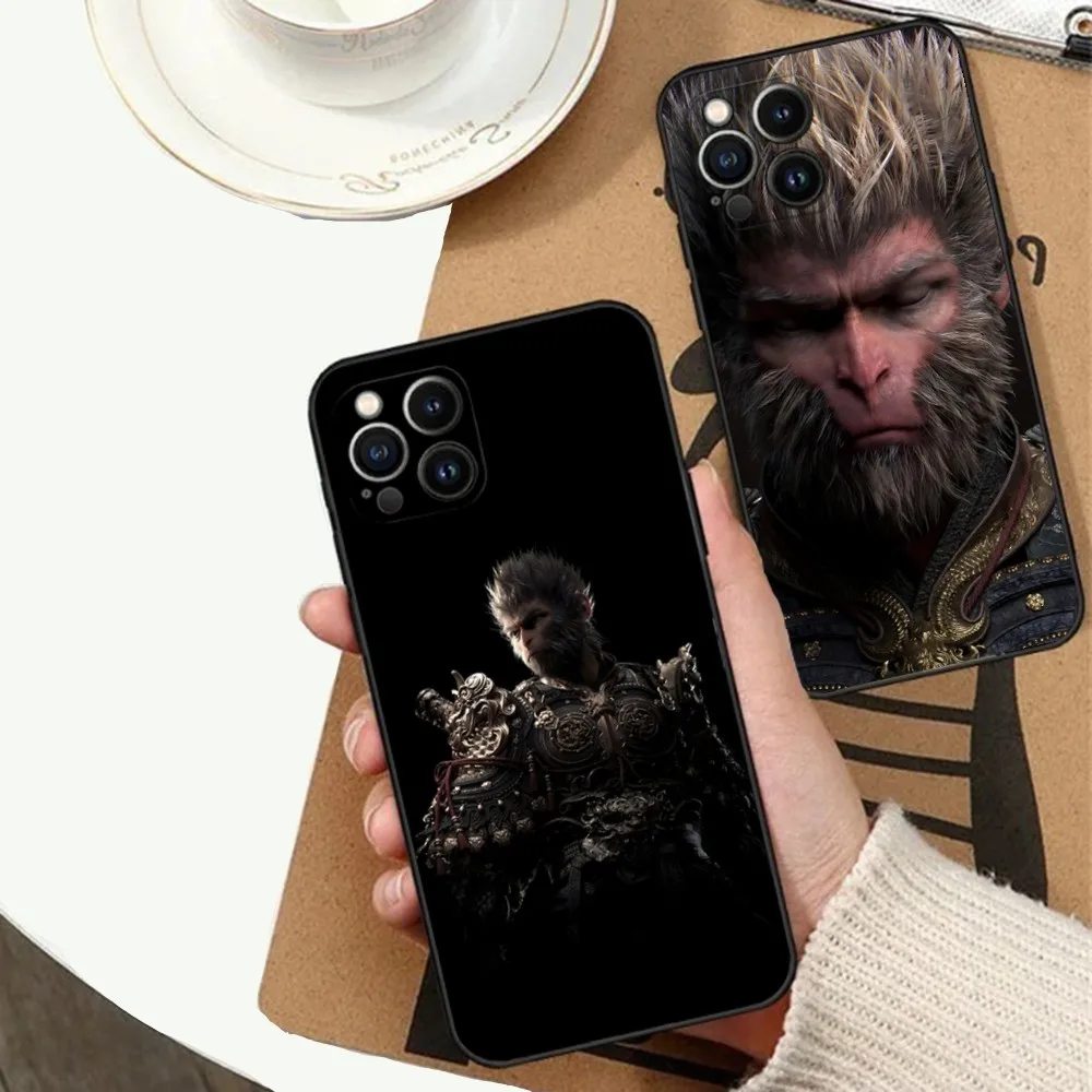 Black Myth Wukong Game Phone Case For Apple iPhone 15,14,13,12,11,XS,XR,X,8,7,Pro,Max,Plus,mini Silicone Black Cover