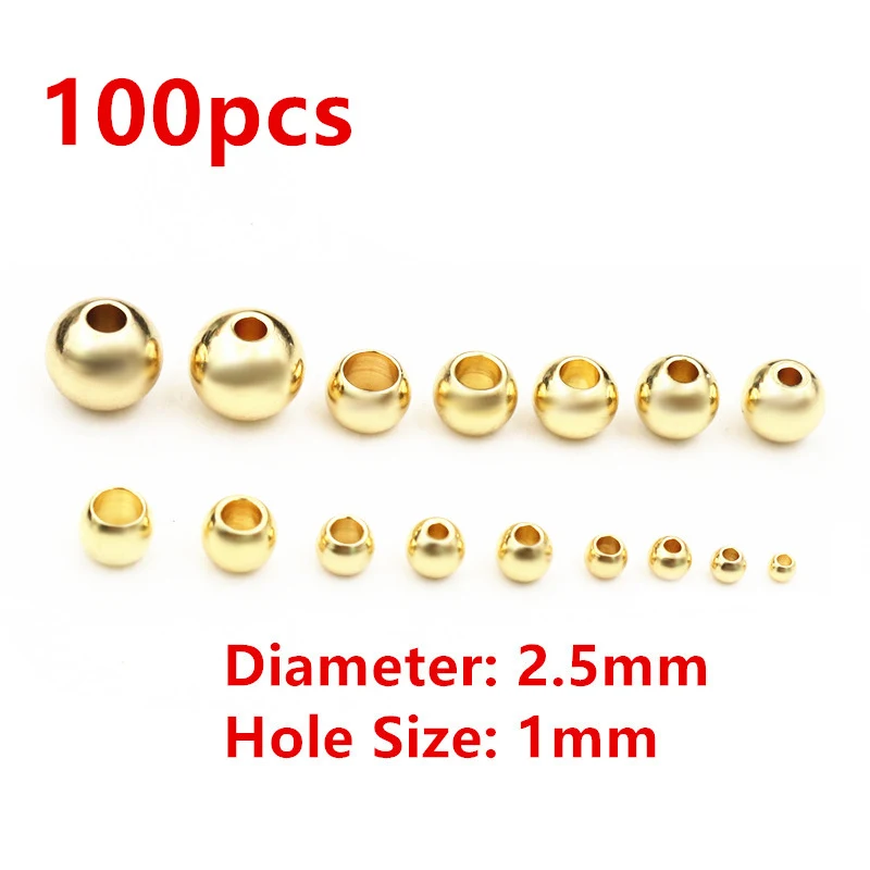30-100 Stück 2-8mm Edelstahl Gold Farbe Spacer Perlen Charme lose Perlen DIY Armbänder Halskette für Schmuck Herstellung Charms
