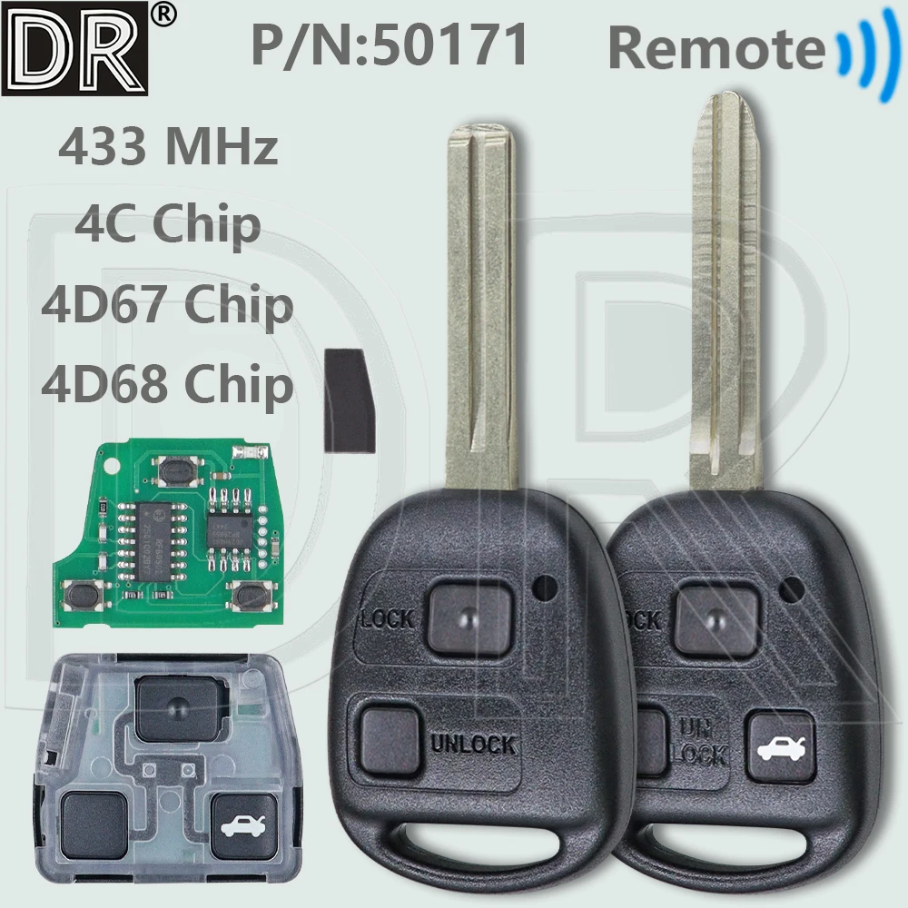 

DR P/N: 50171 433 МГц 4C/4D67/4D68 чип автомобильный дистанционный ключ для Toyota Land Cruiser Prado RAV4 Kluger Previa FJ Cruiser Tarago Lexus
