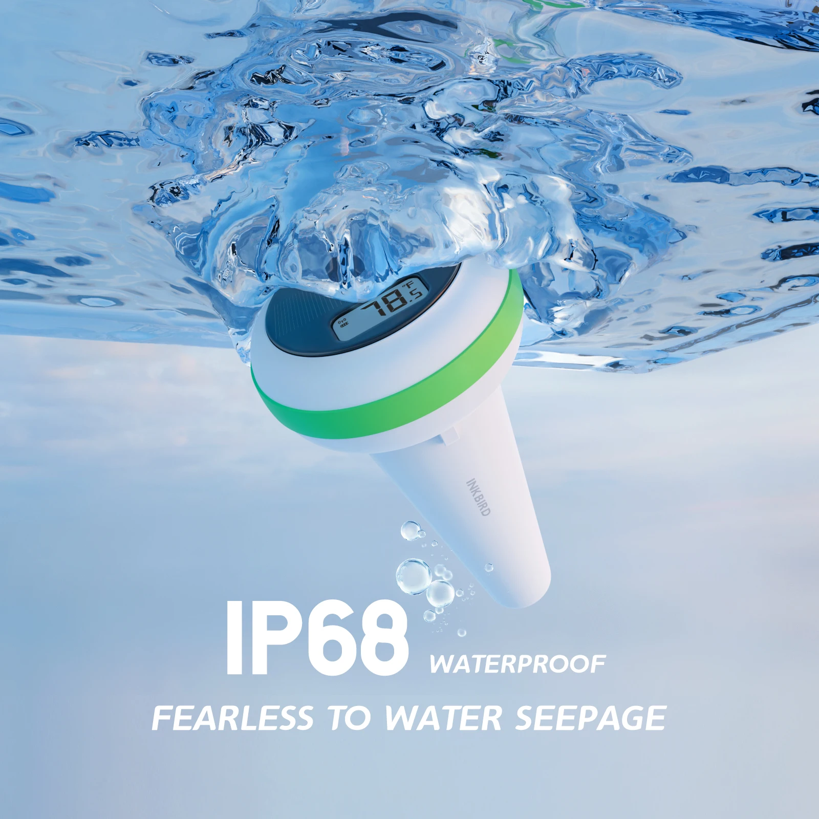 IBS-P03R Remote Pool Thermometer Set Solar-powered Wireless Pool Thermometer IP68 Waterproof for Ice Bath