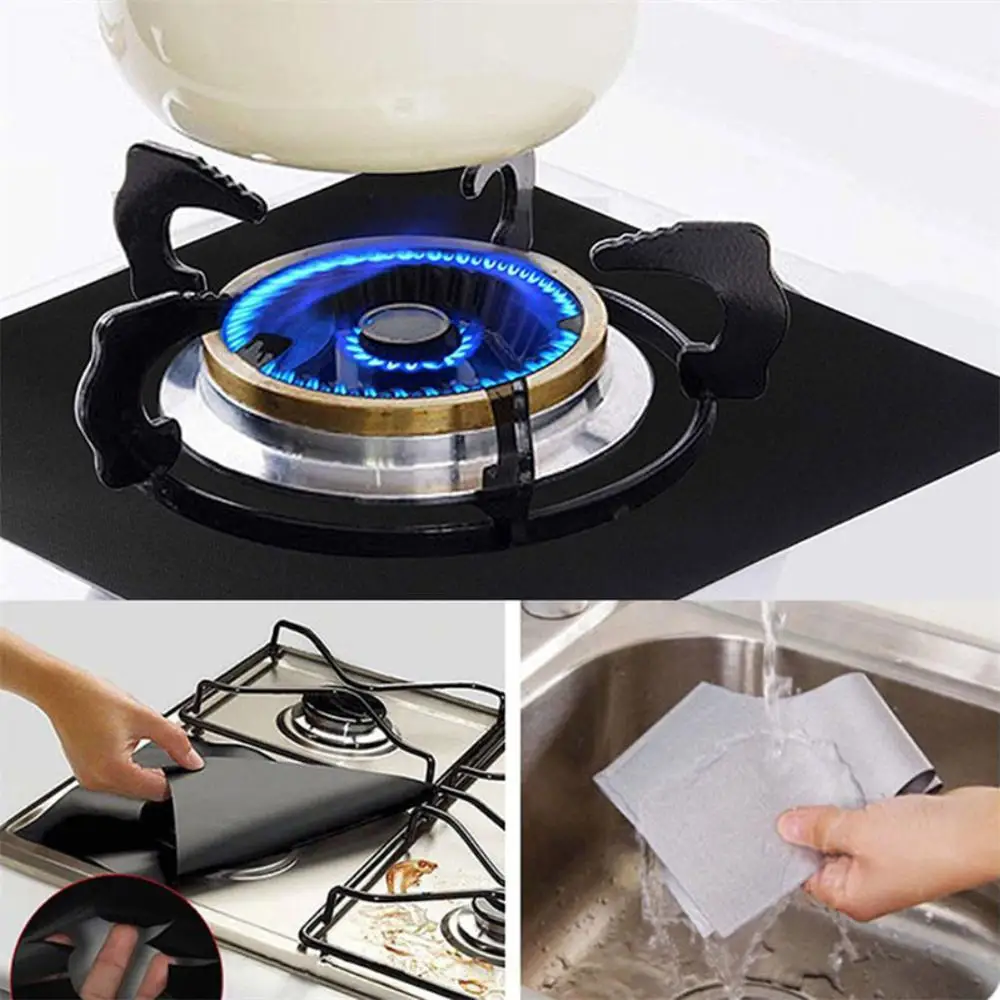 1/2/4pcs/set Gas Stove Protectors Cooker Cover Liner Clean Mat Pad Gas Stove Stovetop Protector For Kitchen Cookware Accessories