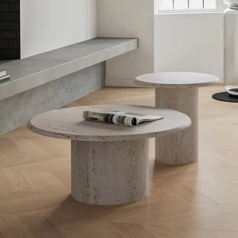 Nordic Modern Round End Table High Quality Travertine Coffee and Tea Table New Design Minimalist Home Furniture