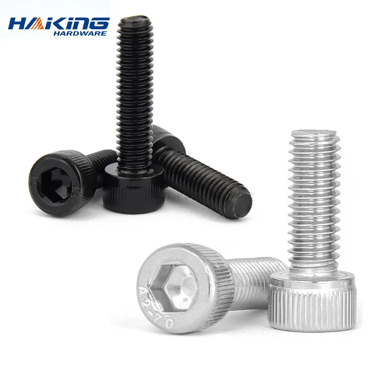 10pcs M3 M4 M5 M6 M8 L=4-150mm 304 A2 Stainless Steel Black grade 12.9 steel DIN912 Hexagon Hex Socket Head Cap Allen Bolt Screw