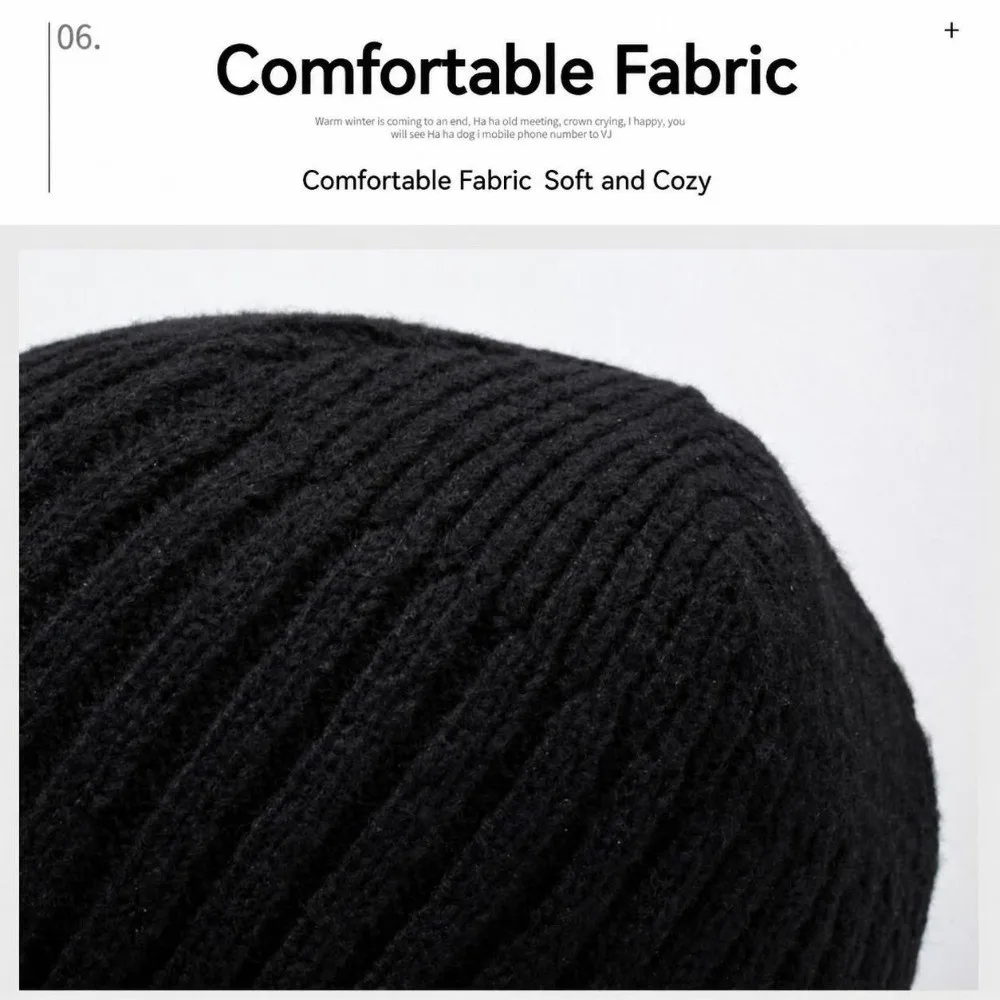 Solid Color Winter Beanie Hat Scarf Soft Thick Velvet Lining Knitted Cap Scarf Set Windproof Warm Woolen Winter Hat