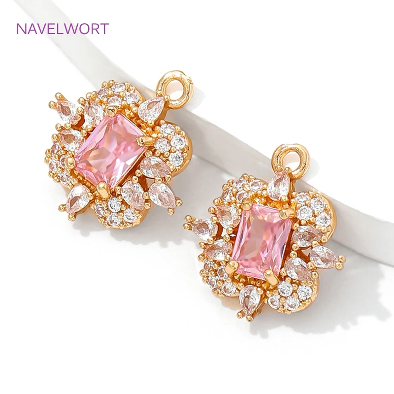 1/2/3Pcs Brass Decorative Pendants 18K Gold Plated Crystal Glass Charms Pendants For Necklace,DIY Jewelry Making Accessories