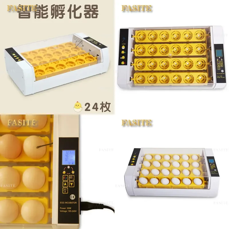 For 24 Eggs Intelligent Chicken Incubator Automatic Poultry Hatching Equipment Bird Egg Brooder Farm Home Use High Hatch Rate