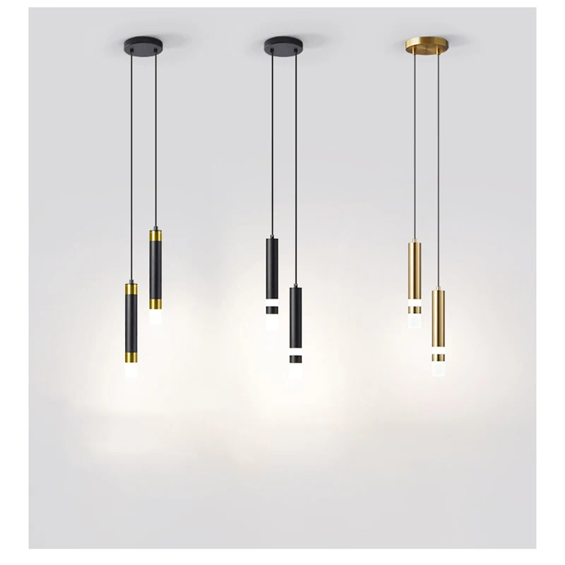 Luxury Double Head LED Chandelier, Gold Black Housing, Good Looking Pendant Light for Creative Lighting