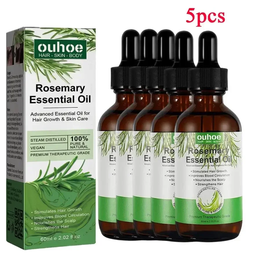 5pcs 60ml Rosemary Essential Oil Pure Natural Hair Essential Oils For Nourish Shiny Hair Healthy Hair Care