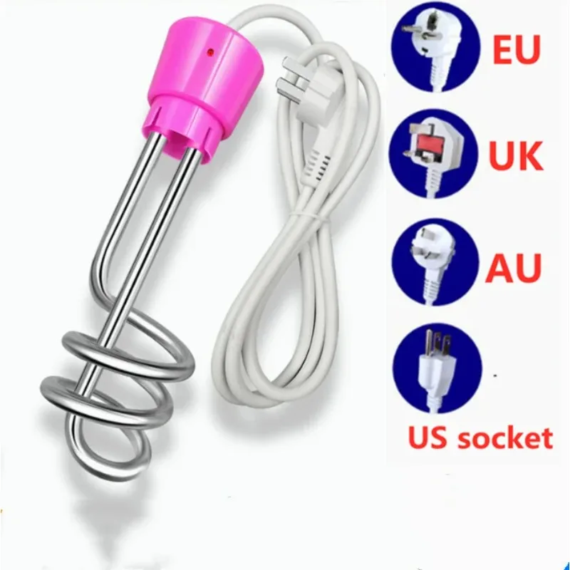 Fast Heating 2000W Spiral Heating Rod Immersion Water Heater with EU UK AU Plug Portable Bathtub Tub Water Heating Element
