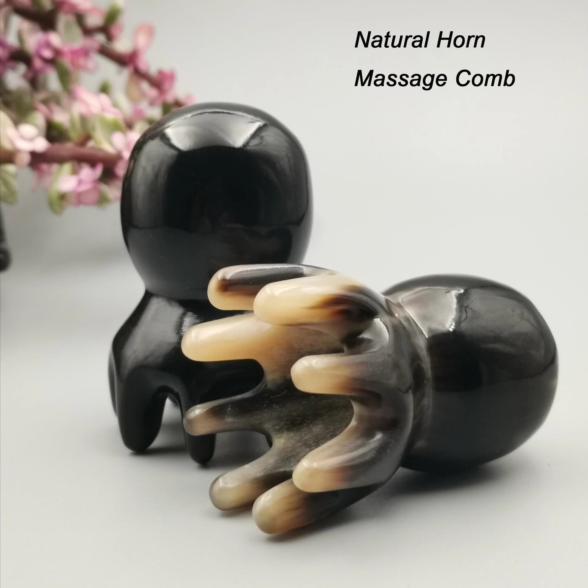 Natural Ox Horn Octopus Comb Head Massager Meridian Scraping Scalp Massage Brush Acupuncture SPA Gua Sha Health Therapy Tool 1pc