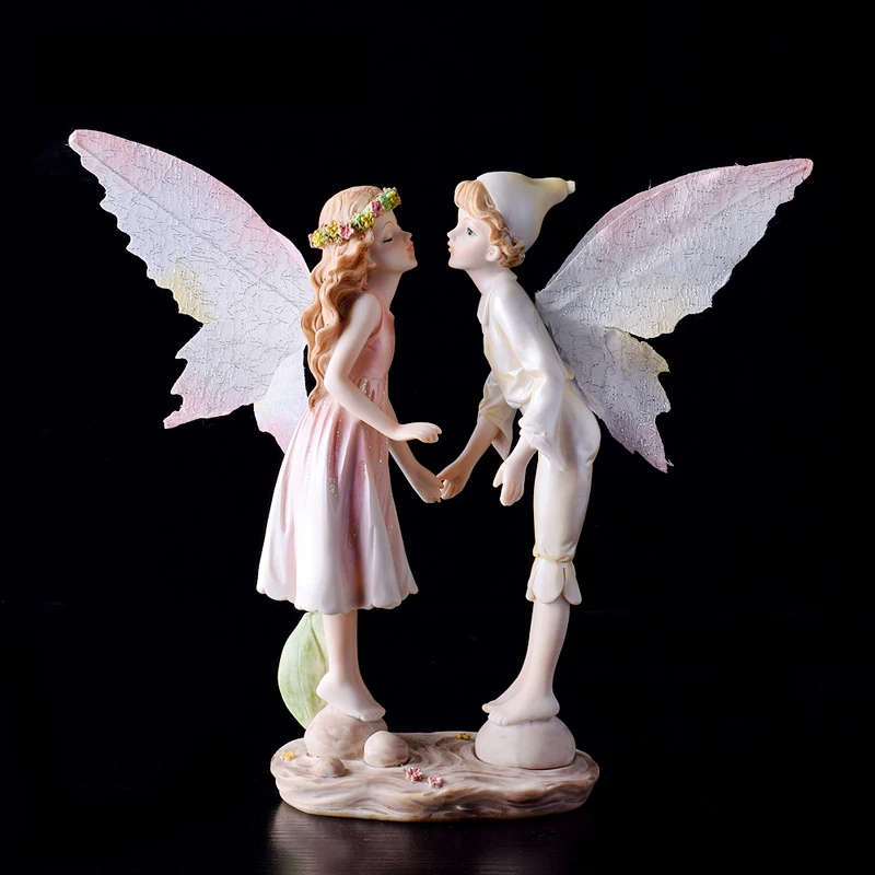 

European Resin Moon Flower Fairy Angel Girl Ornaments Birthday Gifts Home Bedroom Children's Room Figurines Decoration Crafts