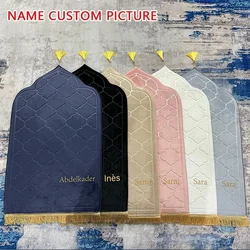 Muslim Ramadan Prayer Kneeling Carpet Embossed Floor Carpet Non Slip Soft Portable Travel Prayer Carpet Flannel Prayer Mat