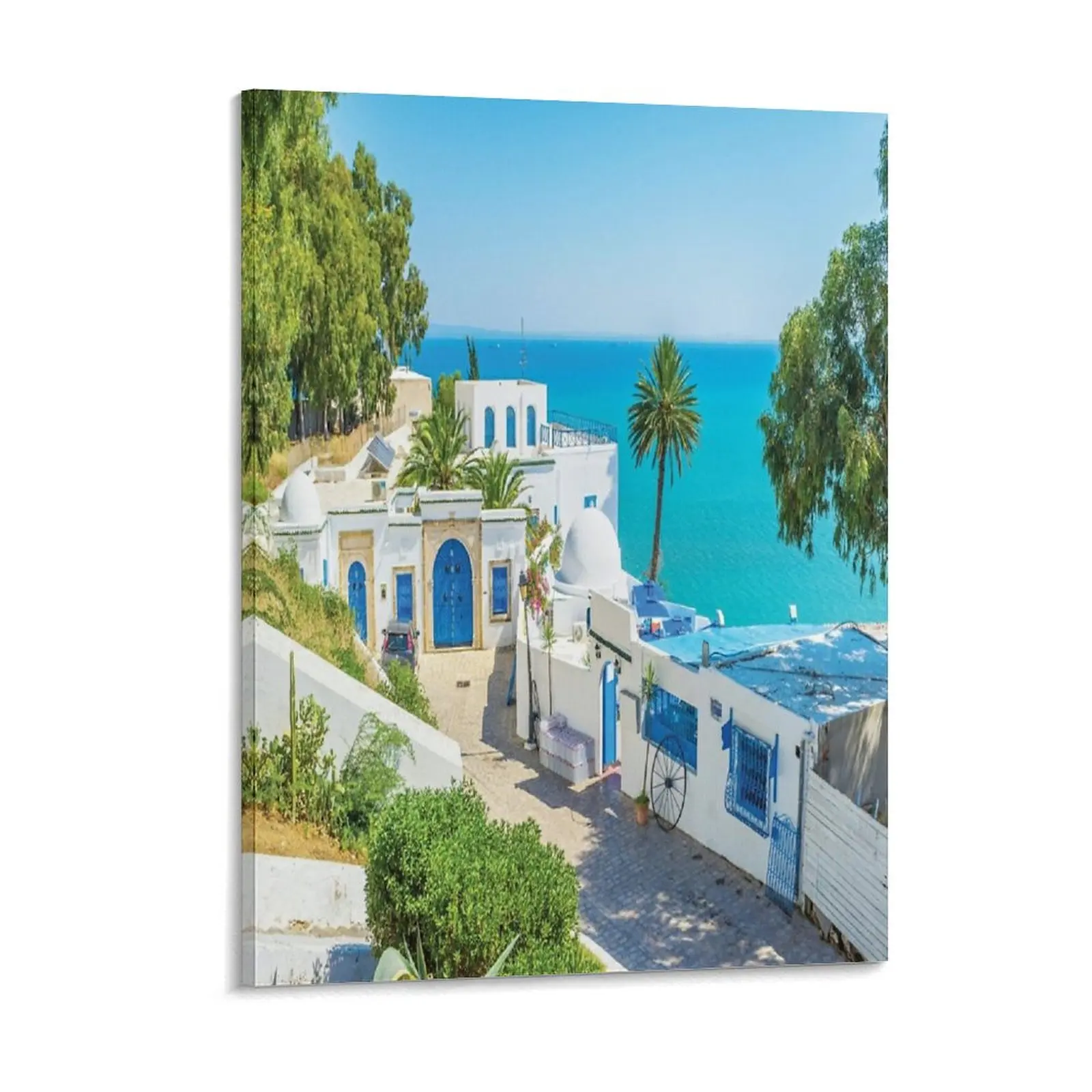 Traditional Blue Tunisian Door Sidi Bou Said Canvas Painting Kitchen Plaques Cave Living Room Sidi Bou Said Framed Wall Painting
