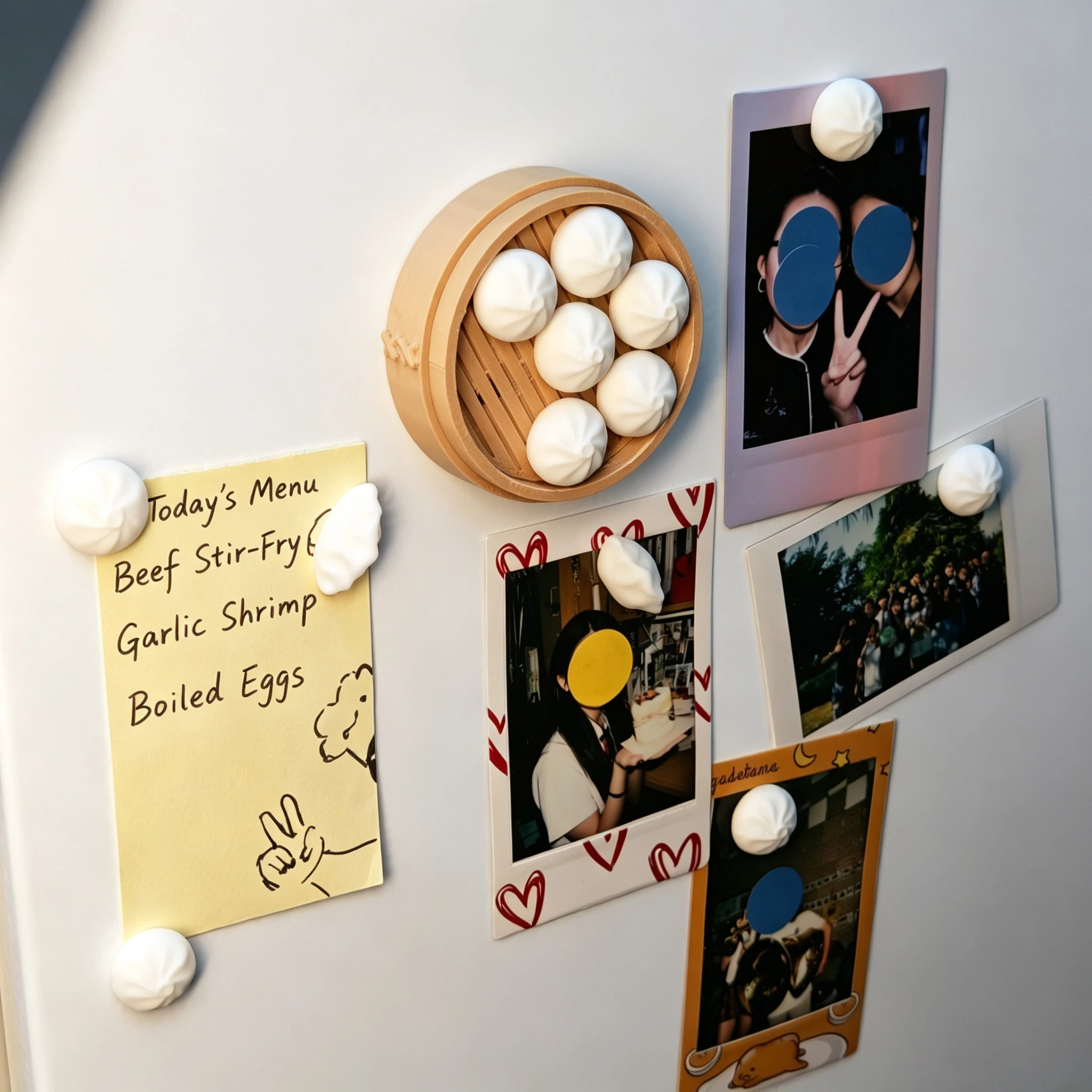 3D Printed Bun Dumpling Fridge Magnet Realistic Mini Food Magnetic Sticker Whimsical Kitchen Decor for Holding Photos Notes
