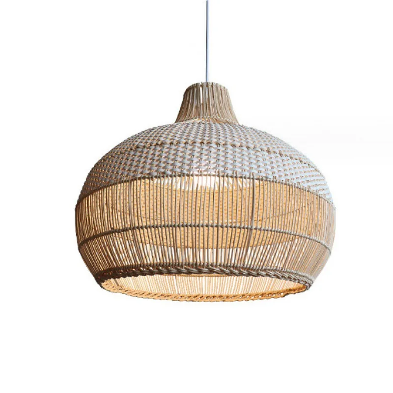 Modern Wabi-Sabi Vintage Hand-Woven Rattan Chandelier LED 3000K Living Room Bedroom Garden Tea Room Middle Size Southeast Asian