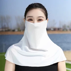 Summer Neck Covering Face Scarf For Women Ice Silk Uv Protection Mask Ear Hanging Face Sheild Outdoor Cycling Face Cover