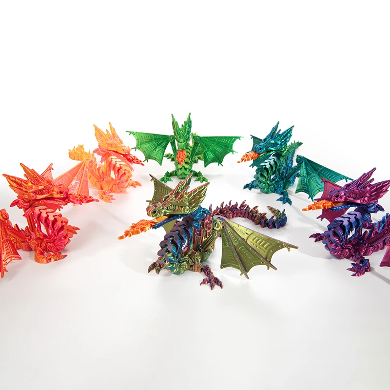 3D Printed Dragon Mech Spitfire Dragon Flying Dragon Articulated Winged Dragon Crystal Dragon Fidget Toy Home Decor Birthday Gif