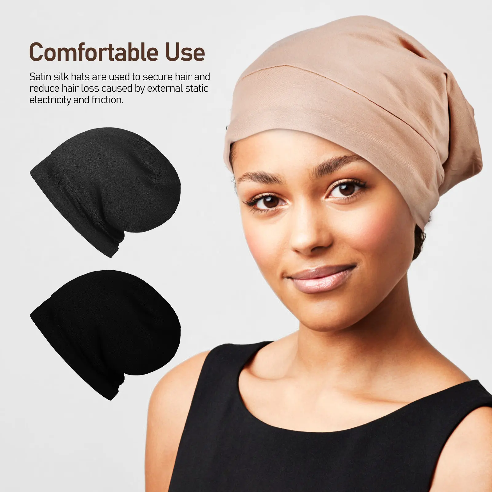 

3 pcs Satin Bonnets For Sleeping Hats Adjustable For Braids Curly Long Hair Dreadlock Satin Hair Bonnet