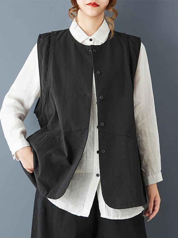

Retro Japanese Sle Women's Cotton Vest Loose Casual Outerwear Svel Jaet Versatile Layering Fall Winter Faion