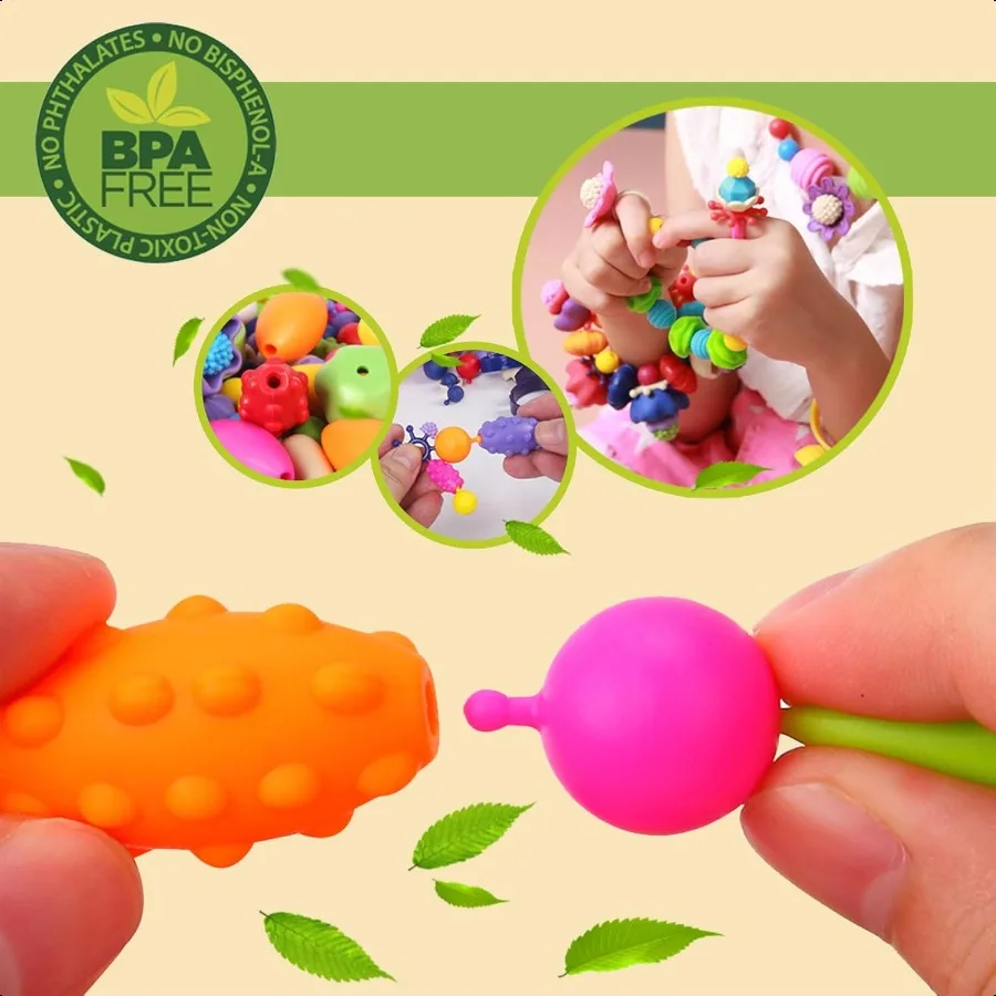 Kit de fabrication de bijoux en perles Pop, arts et artisanat pour filles de 37 ans, perles à pression, jouets, collier, Bracelet, bague, ensemble de bricolage créatif 520