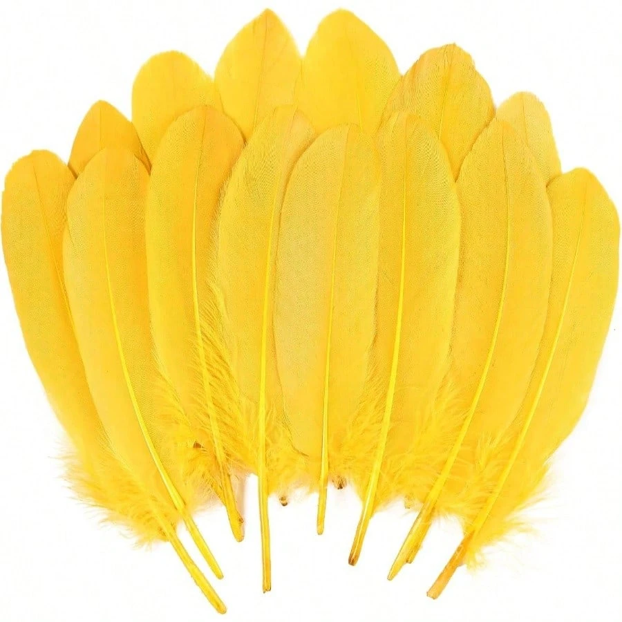 

Yellow Goose Feathers 14-22cm Natural Bulk Nagoire Feather Plumes for DIY Crafts Cosplay Wedding Party Halloween Decoration