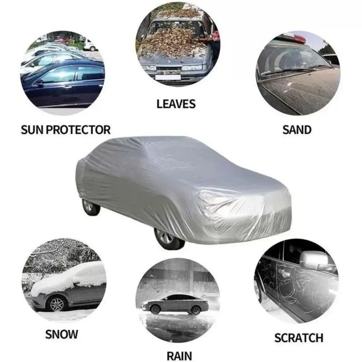 Car Cover Outdoor Protection Full Exterior Snow Cover Dustproof Universal for Sedan Scratch-Resistant Sedan Suit SUV Car Tools