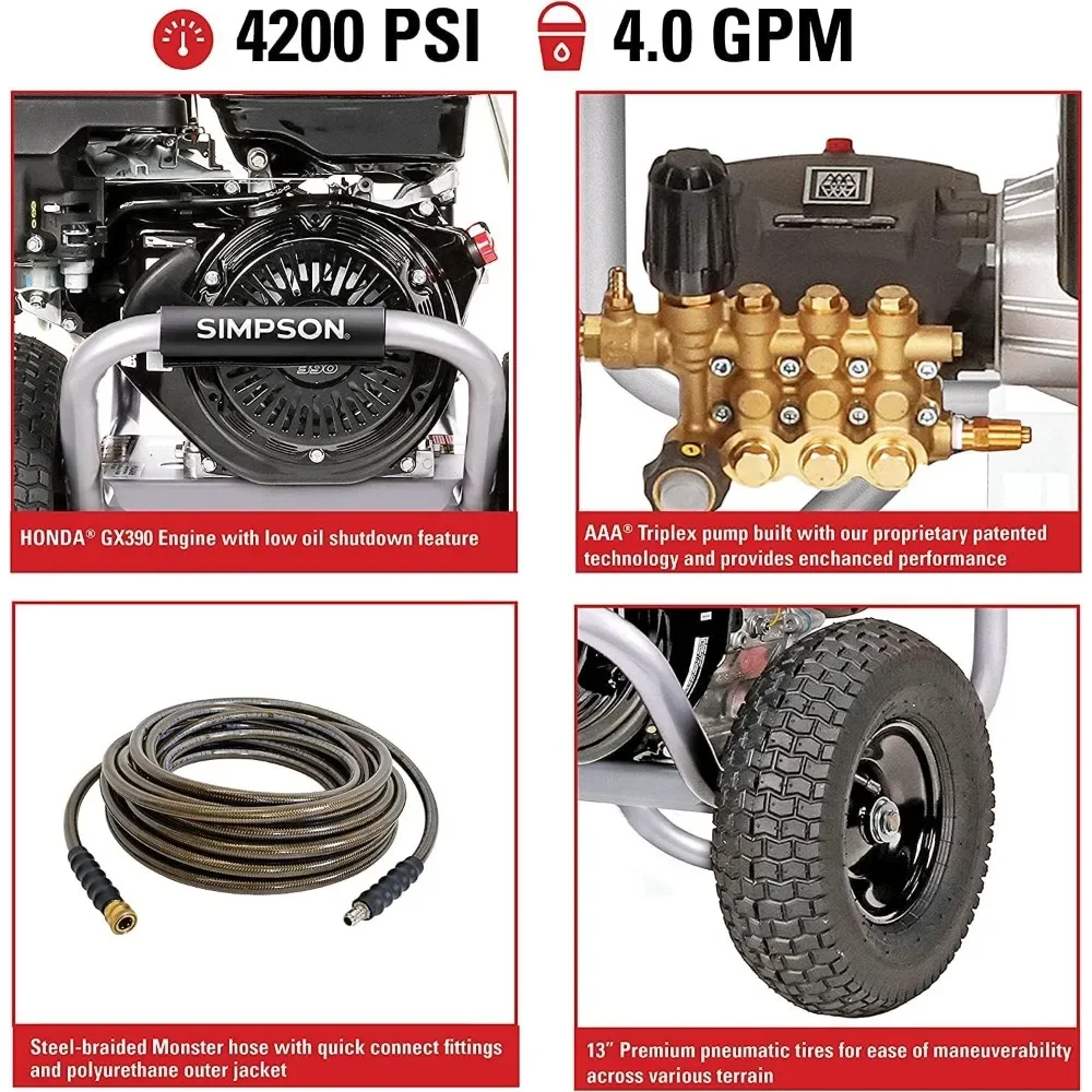 For PS4240 PowerShot Gas Pressure Washer Powered by HONDA GX390, 4200 PSI at 4.0 GPM, (49 State)